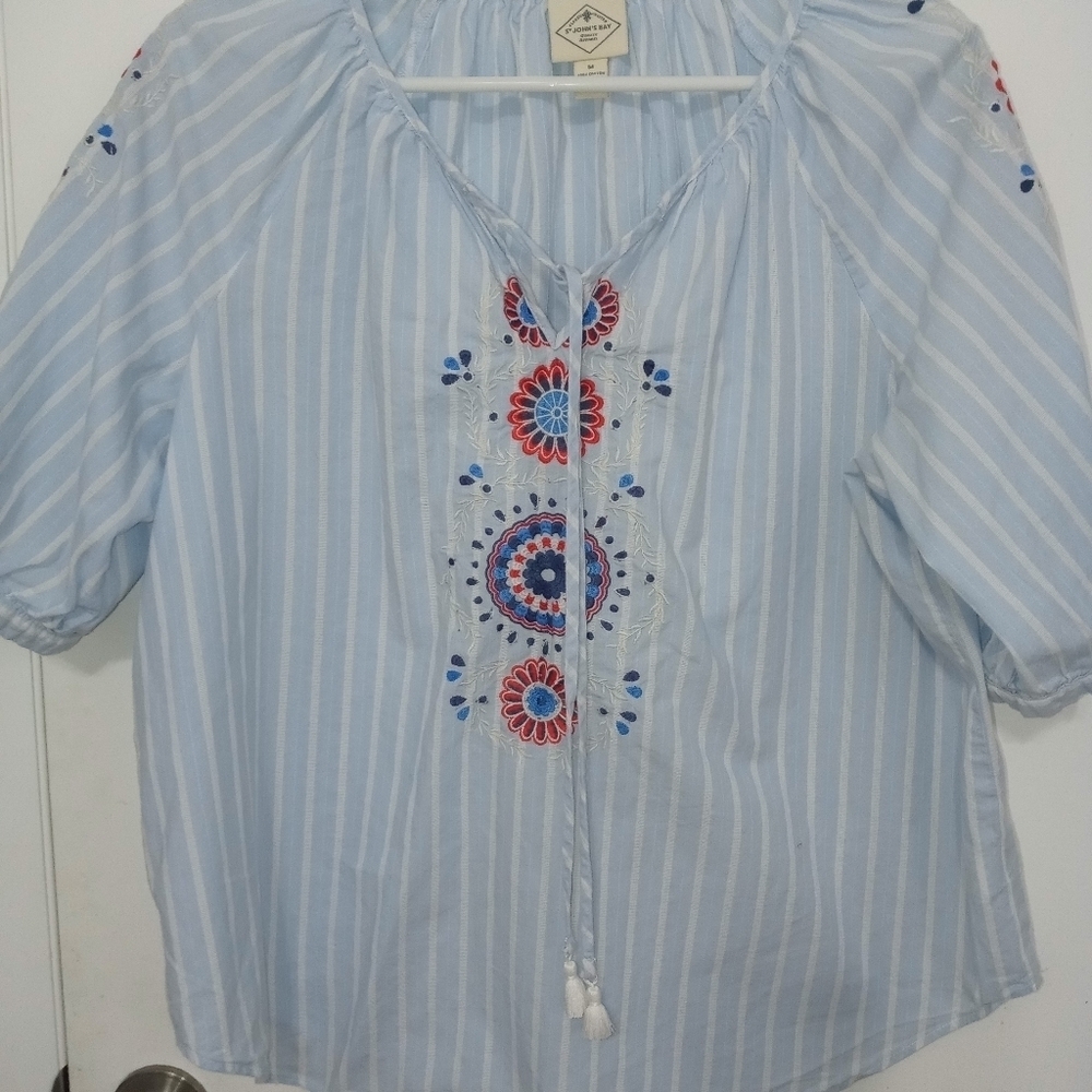 St. John's Bay Embroidered Long Sleeve Blouse